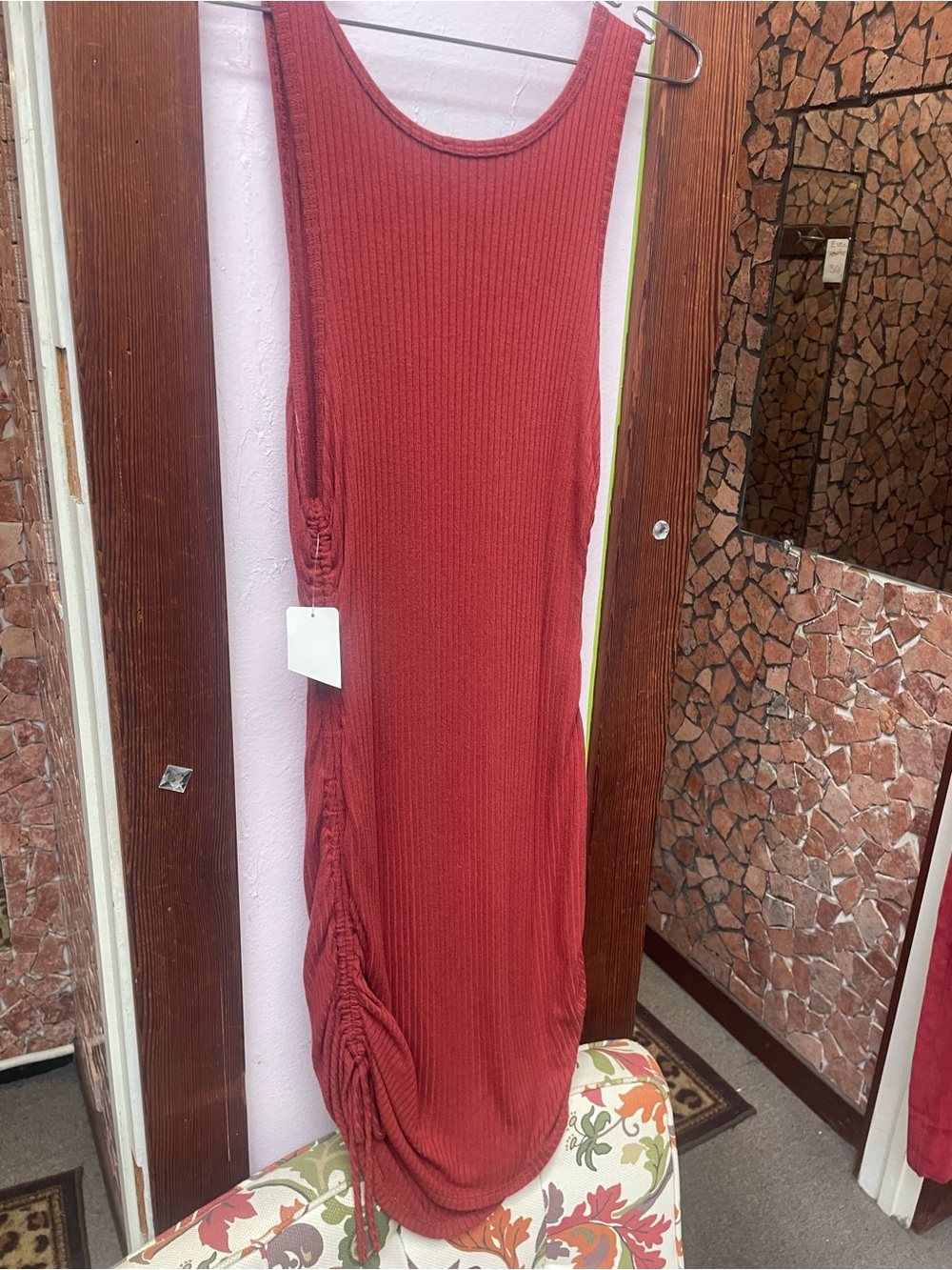Reformation Ribbed Tank Dress in Brick Red - Picture 8 of 8